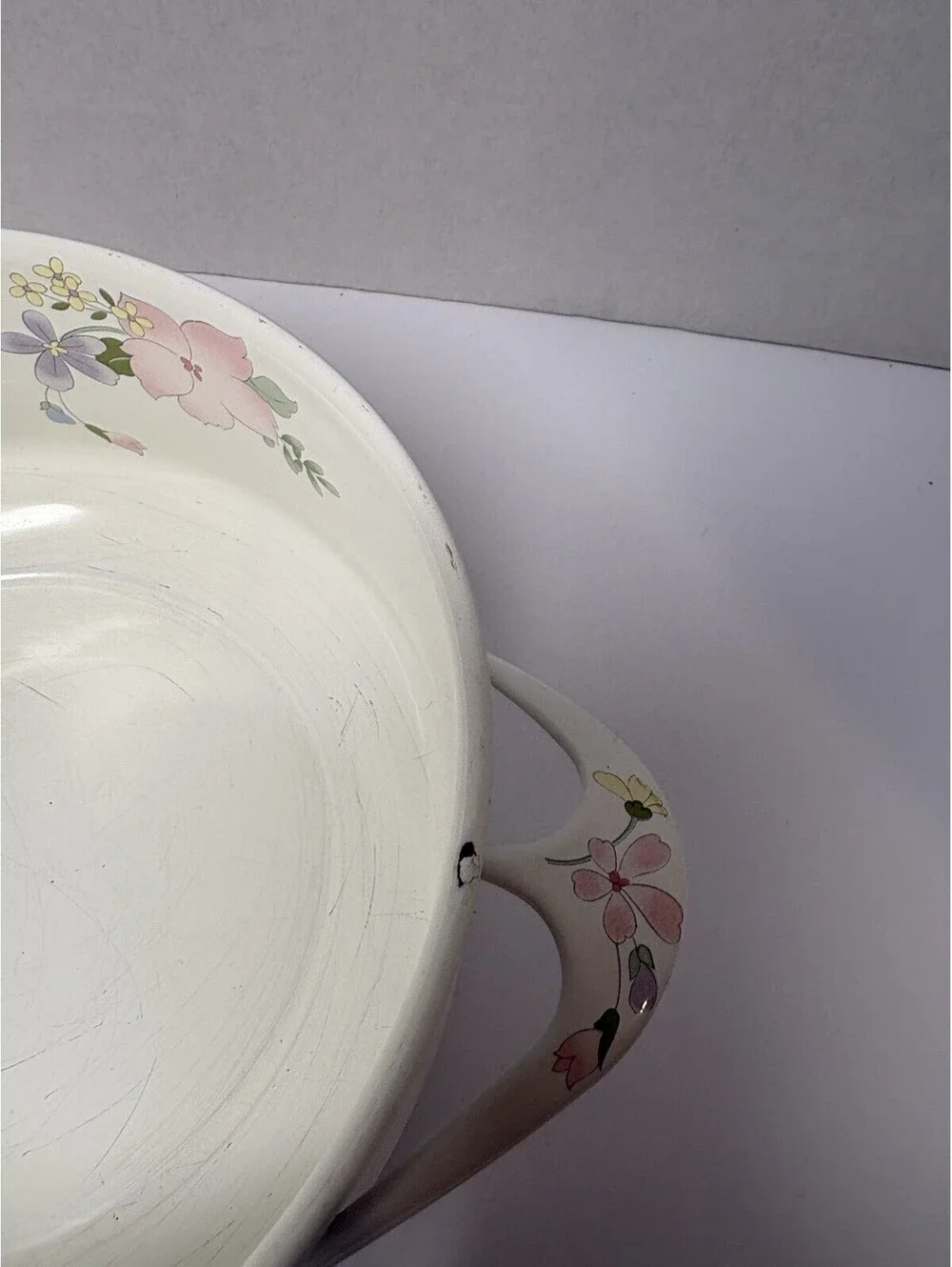 Kobe Cookware Japan Enamel Floral 3 QT Casserole Dish with Lid Vintage